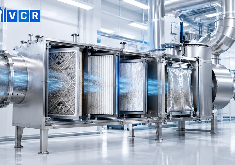 Bụi nguy hại tích tụ ở đâu trong chuỗi lọc khí thải công nghiệp?